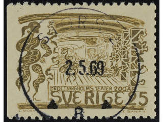 Sweden. Facit 583B used , 1966 Drottningholm Theatre 25 öre olive. EXCELLENT …