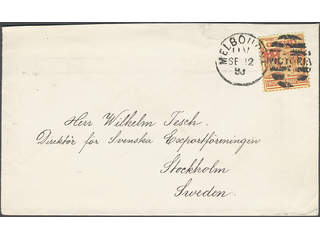 Australia Victoria. Michel 113 cover , 1890 2½ p carmine on yellow paper as single …