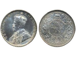 Coins, India. George V (1910-1936), KM 524, 1 rupee 1912. Bombay mint. Graded by PCGS as …