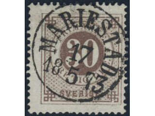 Sweden, Sverige, Sverige, Sverige. Facit 25e1 used, 30 öre brown, smooth print. Superb …