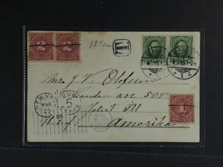 Sweden. Facit 52 cover , 2x5 öre on postcard sent from MALMÖ 7.3.05 to USA. Postage due …