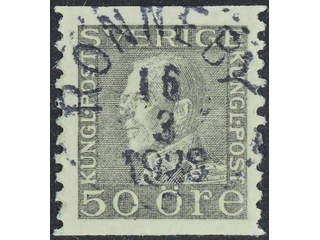 Sweden. Facit 192 used , 50 öre grey. EXCELLENT cancellation RONNEBY 16.3.1928. Short …