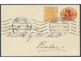 Sweden. Postal stationery, stamped envelope Facit Fk16II, 72 , Stamped envelope 3/2 öre …