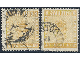 Sweden. Facit 4h used , 8 skill orange-yellow, clear print on medium thick paper in two …