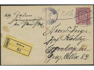 Austria. Postal stationeryPostal stationery card 10 h sent registered from BÖLTEN …