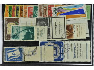Israel. Used 1948–60. All different, e.g. Mi 16 tab, 66 half tab, 86 tab, Souv.sheet 1, …
