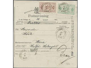 Sweden. Official Facit Tj18, 14 on cover, 5+20 öre on beautiful money order sent from …