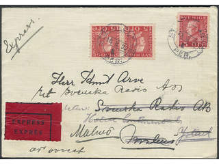 Sweden. Facit 177A cover , 3x15 öre on special delivery cover sent from STOCKHOLM CST …