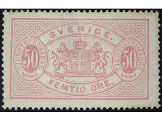Sweden. Official Facit Tj9 ★ , 50 öre red, perf 14. Large thin spot. SEK 4800