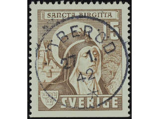 Sweden. Facit 335B used , 1941 St Bridget 15 öre brown, perf at three sides. EXCELLENT …