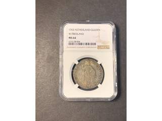 Nederländerna West Friesland 1 gulden 1763, tonad UNC, NGC MS64