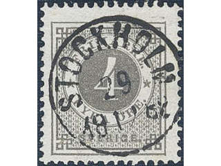 Sweden. Facit 29c1 used , 4 öre dark grey on white paper. EXCELLENT cancellation …
