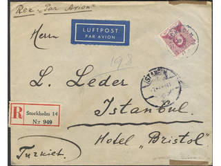 Sweden. Facit 343 cover , 1942 Carl Wilhelm Scheele 60 öre carmine-violet, single usage, …