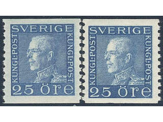 Sweden. Facit 183a ★★ , 25 öre blue. Two very fine copies. (2). SEK 900