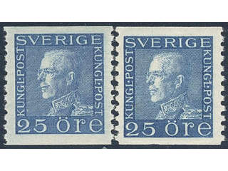 Sweden. Facit 183a ★★ , 25 öre blue. Two very fine copies. (2). SEK 900