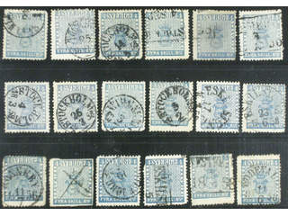 Sweden. Facit 2 used , 4 skill blue, eighteen used copies. Shades, varieties, …