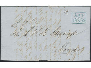 Sweden. L county. ÅBY 7.5.1854, rectangular postmark. type 2, EXCELLENT blue …