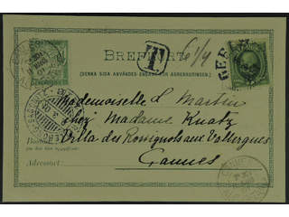 Sweden. Facit 52 cover , 5 öre on insufficiently prepaid postcard sent from GEFLE …