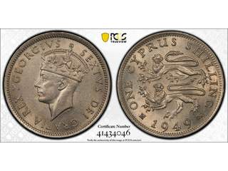 Cypern George VI (1936-1952) 1 shilling 1949, AU/UNC, PCGS MS63