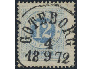 Sweden, Sverige, Sverige, Sverige. Facit 21 used, 12 öre blue. Superb cancellation …