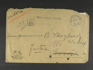 Sweden. Postal document. Blankett n:r 43 a (Oktober 1906), PS-envelope sent registered …