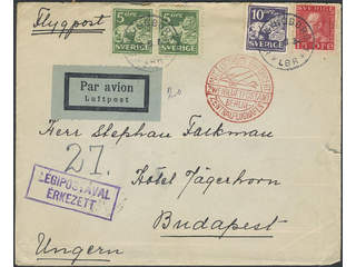 Sweden. Air mail cover Facit 143C, 146A, 177C , 2x5+10+15 öre on air mail cover sent …
