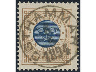 Sweden, Sverige, Sverige, Sverige. Facit 49c used, 1 Krona orange-brown/dark blue on …