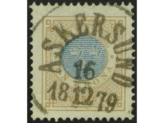 Sweden. Facit 38a used , 1 Krona orange-brown/blue. EXCELLENT cancellation ASKERSUND …