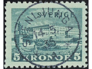 Sweden. Facit 233a used , 1931 The Royal Palace 5 Kr green, toned paper. EXCELLENT …
