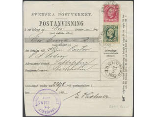 Sweden. Facit 52b1, 54 cover , 5 öre with pale head together with 10 öre on money order …