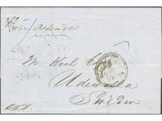 Sweden. Foreign-related cover. Cover from London dated 25 Oct 1855 sent to Sweden via …