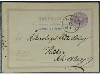 Sweden. Postal stationery, double postcard Facit bKd1CI , Originating card 6 öre dated …