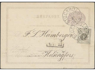 Sweden. Facit 18a, bKe2CI cover, 4 öre on postcard 6 öre sent from STOCKHOLM C …