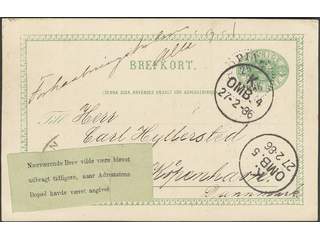 Sweden. Postal stationery, Single postcard, Facit bKe7B, Postcard 5 öre sent from KÖPING …