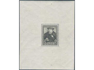 Belgium. Michel 405 ★★ , 1935 Franz von Taxis souvenir sheet 3. Two small needleholes in …