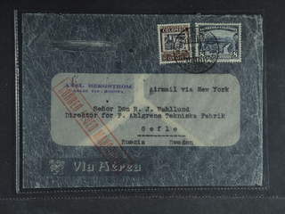 Sweden. Facit 324, 336. Incoming stamped mail. Colombia. 8+60 c on air mail cover sent …