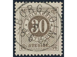 Sweden, Sverige, Sverige, Sverige. Facit 35j used, 30 öre oliveish yellow-brown. Superb …