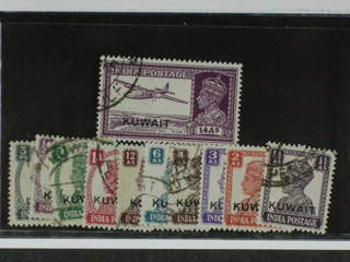 Kuwait. Michel 52–63 used , 1945 Overprint on George VI short SET (11). Missing 4 and 8 a.