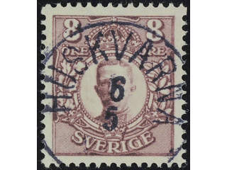 Sweden. Facit 81 used , 8 öre violet. Superb cancellation HUSKVARNA 6.5.xxxx.