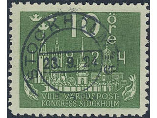 Sweden. Facit 197 used , 10 öre green. EXCELLENT cancellation STOCKHOLM 15 23.9.24.