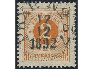 Sweden, Sverige, Sverige, Sverige. Facit 40c used, 2 öre reddish orange. Superb …