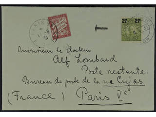 Sweden. Facit 103 cover , 27/65 öre on insufficiently prepaid cover sent from STOCKHOLM …