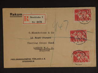 Sweden. Facit 235A cover , 3x15 öre on registered cover sent from STOCKHOLM 5 5.1.33 to …