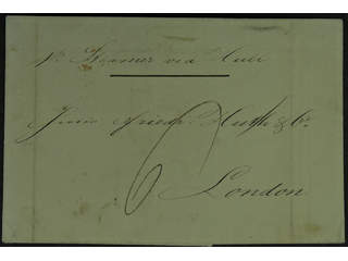 Denmark. Prephilately. Cover dated in Altona sent "pr Steamer via Hull" to London. …
