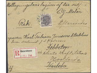 Sweden. Official Facit Tj53 on cover, 35 öre, single usage, on registered cover with …