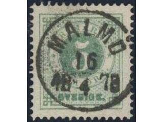 Sweden. Facit 30a used, 5 öre grey-green. Superb–EXCELLENT example cancelled MALMÖ …