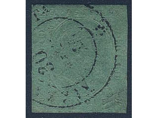 Italy Sardinia. Michel 4 used , 1853 King Victor Emanuel II 5 c on blue-green paper. …