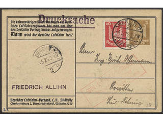 Germany Reich. Postal stationery 1925 Michel 345 , Printed matter sent by air mail. A …