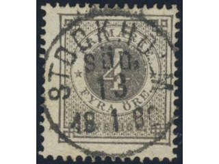 Sweden, Sverige, Sverige, Sverige. Facit 29a1 used, 4 öre dark grey. EXCELLENT …