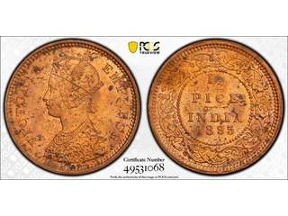Indien Queen Victoria (1837-1901) 1/2 pice 1895 C, AU/UNC, PCGS MS63 RB